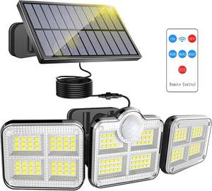 Lampes solaires super lumineuses 122 Led étanche 3 modes <span class=keywords><strong>de</strong></span> travail lampe solaire intérieure extérieure avec éclairage large à tête réglable - Product Image 1