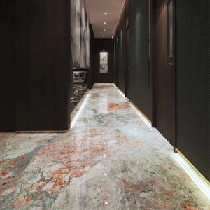 Isola <span class=keywords><strong>Cucina</strong></span> di Lusso su Misura in Marmo Rosa e Verde Quattro Stagioni con Lavello in Vendita - Product Image 2