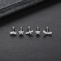 Stainless Steel Internally Threaded Flower Cross Labret Studs Lip Piercing Cartilage Ear Studs Body Piercing Jewelry With CZ