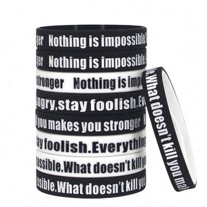 สายรัดข้อมือซิลิโคนงานฝีมือแบบนูนต่ำ สร้อยข้อมือคำคมสร้างแรงบันดาลใจ สายรัดข้อมือยางซิลิโคน ของขวัญสำหรับนักกีฬา แบบกำหนดเองได้ - Product Image 6