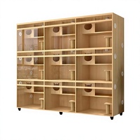 Cage pour chat en bois massif et acier inoxydable avec assemblage simple pour l'élevage et l'hébergement, personnalisable