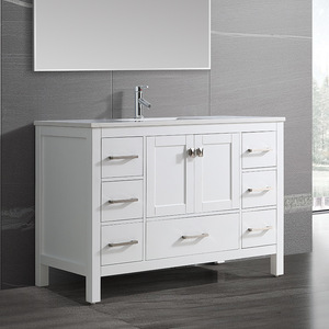 ตู้ห้องน้ำสไตล์ฝรั่งเศสโบราณสีขาวเคลือบอบสี ปี 2025 ขายดี พร้อมอ่างเซรามิกในตัว - Product Image 1