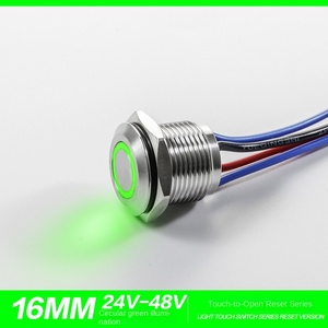 Botón Transparente de 16 mm, Interruptor de Presión de Acero Inoxidable con Anillo LED, IP65, 3A, Cable de Alta Corriente - Product Image 3