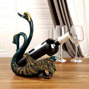 Suo Jun Swan Wine Rack Gold Resin Modern Decorative Bottle Holder For Home Dining <b>Table</b> - Product Image 3