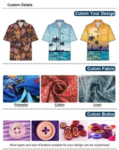 Summer Beach Wear Women Shirts Custom Pattern Print Viscose Short Sleeve Shirts Dress