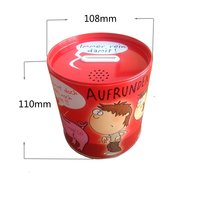 Caliente nuevo diseño de forma ovalada sonido personalizado música moneda banco dinero ahorro caja de lata para los niños