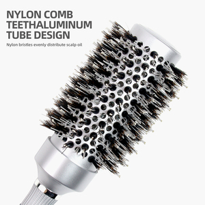 <span class=keywords><strong>Brosse</strong></span> à cheveux <span class=keywords><strong>ronde</strong></span> professionnelle en argent résistante à la chaleur pour salon, avec poils de sanglier et nylon, pour le coiffage et le séchage au sèche-cheveux - Product Image 3