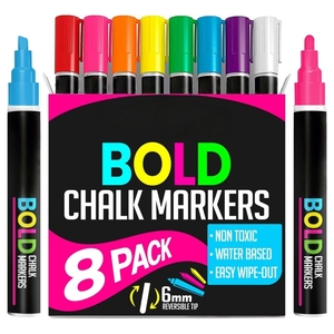 Chất Lỏng Phấn Đánh Dấu Cho Chalkboards Cửa Sổ Thủy Tinh Khô Xóa Màu Sắc Táo 6Mm Có Thể Đảo Ngược Tip Nước Dựa Trẻ Em Lớp Học Thiết Lập - Product Image 1