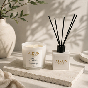 AIKUN Handmade Flameless Soy Wax Scented <b>Candle</b> <b>Set</b> Indoor Decoration Aromatherapy Glass for Bedroom Romantic Present - Product Image 1