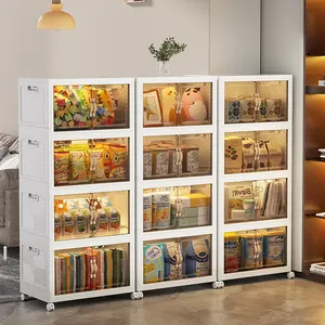 Luxe léger et pratique 60cm de largeur armoire de rangement multifonctionnelle en plastique pour snacks armoire de rangement pliante