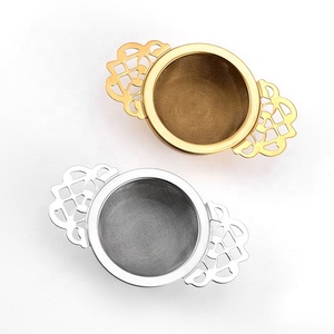 Filtro filtro per infusore per tè in maglia sfuso in acciaio inossidabile con doppio manici a fiori - Product Image 2