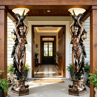 Lampe sur pied en bronze coulé, sculpture de dame, style européen classique, pour décoration de patio de villa, sur mesure