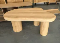 Table Basse Moderne en Bois de Noyer Ronde, Très Vendue, Meuble de Salon avec Piétement en Bois, Table d'Appoint Circulaire pour Canapé, Idéale pour Hôtels