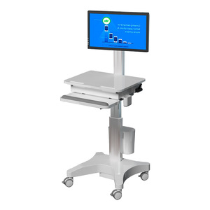 Mobile Ward Round Cart With Monitor Adjustable Height 2 Layers Plastic Hospital Furniture H1 PU - Product Image 1