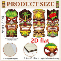 Ensemble de 4 masques Tiki en bois à suspendre au mur, style hawaïen et africain, plaque décorative pour porche, ferme, maison