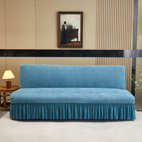 Housse de canapé-lit pliable sans accoudoirs, extensible, en jacquard tricoté épais, avec jupe de protection, ensemble complet - Ventes Flash
