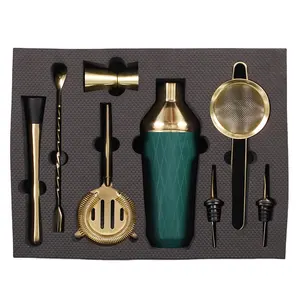 Premium Barware Tools Stainless Steel Bartender Kit Bar Accessories Gold Cocktail Shaker Set