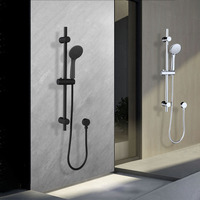 Ensemble de robinetterie de douche murale universelle moderne pour salle de bain, contrôle thermostatique, finition chromée, construction en plastique, jet unique doux