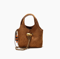 Sac à main rhombique vintage en similicuir PU pour femme, mini sac à bandoulière rétro avec pompon