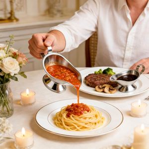 Recipientes para Salsas de Acero Inoxidable Clásicos y Duraderos con Asa para Restaurantes y Hoteles, Contenedor para Servir Salsas de Carne Estilo Occidental - Product Image 3