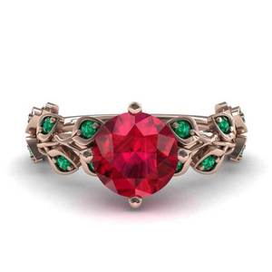 Anello con foglie e fiori colorati per donna, design intarsiato in tonalità rosa, gioielli eleganti e alla moda - Product Image 2