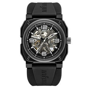 Women's Luxury Skeleton Mechanical Sport <b>Watch</b> 100m Waterproof Carbon Fiber <b>Case</b> 24mm Rubber Band Wristband with Diver Feature - Product Image 2