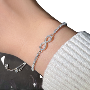 925 Sterling Silver Moissanite Tennis <b>Bracelet</b> Round Brilliant Cut Claw Setting <b>Infinity</b> Link <b>Bracelet</b> for Women - Product Image 1