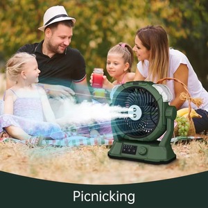 Ventilateur de camping portable rechargeable avec lumière LED, 3 pales, moteur AC, ventilateur de refroidissement extérieur pour patio et jardin - Product Image 6