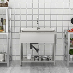 Free Standing Single Bowl Utility <strong>Sink</strong> with Cold and Hot Water Pipe Stainless Steel Utility <strong>Sink</strong> - Product Image 4