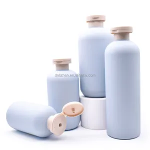 Großhandel 200ml 260ml 300ml 400ml 500ml Kunststoff gefrostet blau leere Shampoo flaschen für Haare