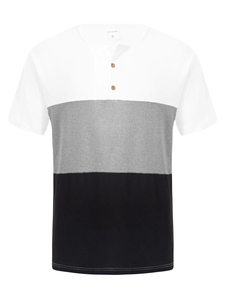 Verano hombres transpirable poliéster negro blanco gris tres colores-bloqueo manga corta Camiseta Casual diario camiseta lisa camiseta - Product Image 4