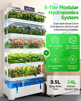 Système d'hydroponie modulaire à LED à spectre complet à cinq couches de 60 W 34 L, pompe facile à utiliser pour le salon, vente chaude