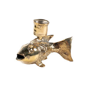 Fish Design <b>Gold</b> Metal <b>Candle</b> <b>Holder</b> Casting Finished Perfect for Decorative Home Interior Accent Lighting Table Centerpiece - Product Image 1