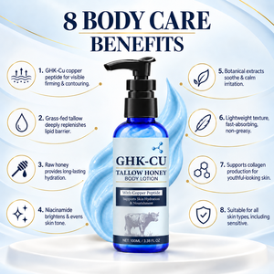 โลชั่นบำรุงผิวกาย OEM GHK-Cu Tallow Honey ผสมคอปเปอร์เปปไทด์ ช่วยเพิ่มความชุ่มชื้น กระชับผิว และปรับผิวให้กระจ่างใส สำหรับใช้ในบ้าน - Product Image 3