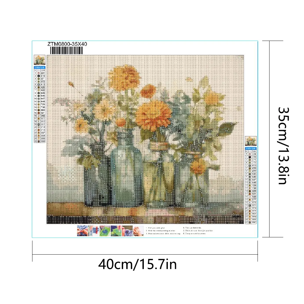 DIY personalizado 30*40 5D diamante pintura Kits mosaico arte casa maravillosa jarrón decorativo arreglo floral pintura impresa