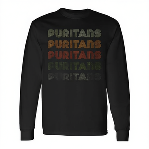 Puritans Long Sleeve T-<b>Shirt</b> <b>Grunge</b> Vintage Style Black Cotton Unisex Fit - Product Image 2