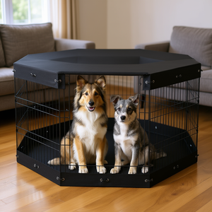 Recinto pieghevole in metallo per cani, 76 cm di altezza, con copertura imbottita per esercizio e addestramento - Product Image 2