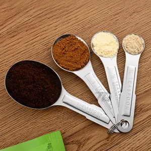 Vente en gros de gadgets de cuisine, ensemble de 4 pièces d'outils de cuisson, cuillère à mesurer en acier inoxydable pour assaisonnement, café, lait en poudre