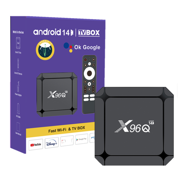 X96Q Android 14 ATV Tv Box 2gb 16gb 2.4G 5G WIFI 6 Rockchip RK3518 4K Smart Media Player Android14.0 with Voice Remote
