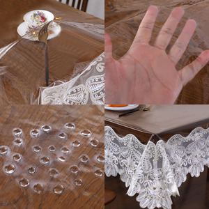 <span class=keywords><strong>Nappe</strong></span> de table en PVC transparent, imperméable et anti-taches, sans lavage, à motif floral large au bas, pour mariages et événements – Vente en gros personnalisée - Product Image 4