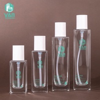 YAN Packaging – Flacon pompe rectangulaire en verre transparent à fond épais, vide, avec bouchon blanc, 30ml, 50ml, 100ml, 120ml, pour sérum visage et lotion corporelle