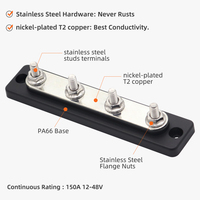 Barre omnibus en cuivre robuste 150A avec surface nickelée et base en ABS pour systèmes CC 12V-48V