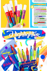 Ensemble de surligneurs Bview Art à double pointe et double couleur - Marqueurs double extrémité pour la prise de notes des étudiants, le <span class=keywords><strong>dessin</strong></span> artistique, les gribouillis, couleurs fluorescentes vibrantes - Product Image 6