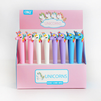 O & Q Bolígrafo de unicornio de silicona con logotipo personalizado Tinta azul de alta calidad Papelería de oficina promocional para niños