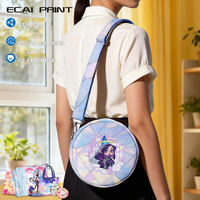 Sac cylindrique élégant personnalisé avec imprimé anime, sac bandoulière rond pour femme, prix d'usine, petit sac circulaire personnalisé avec dessin animé
