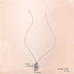 Collar con Motivo de Corazón de Mariposa, Diseño Innovador, Superventas, Chapado en Plata IP, Aleación de Zinc Estándar ASTM, Regalo para Mujer - Product Image 5