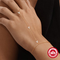 Bracelet chaîne à main Glowluxe en argent sterling 925 plaqué or avec breloque papillon en zircon cubique, bijoux minimalistes tendance B2B