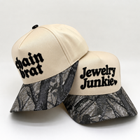 Gorra Trucker de 5 Paneles con Bordado 3D Personalizado, Visera con Camuflaje Selva, Cierre a Presión, Logotipo y Frase Personalizados para Caza al Aire Libre