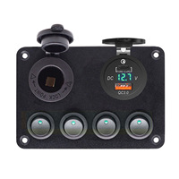 Panneau d'interrupteurs à bascule 4 gangs avec chargeur QC3.0 18W et 30W PD USB C + prise d'alimentation 12v pour voiture bateau RV