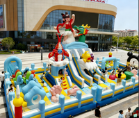 Parcours d'obstacles gonflable bleu et jaune Hualong, qualité commerciale, pour enfants, pour parcs urbains